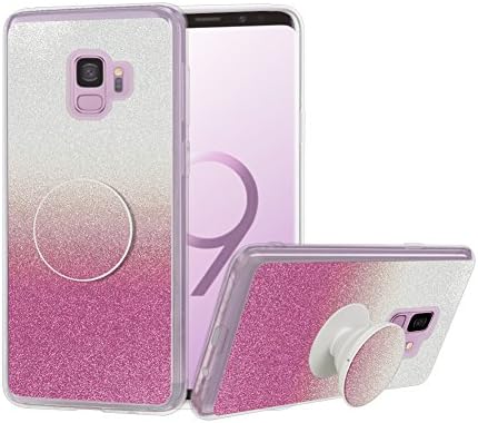 Galaxy S9 Case, Bling Glitter 360 Full Body Shockproof Case Heavy Duty Phone Bumper Soft Non-Slip Clear Rubber Protective Cover for Samsung Galaxy S9 - Pink