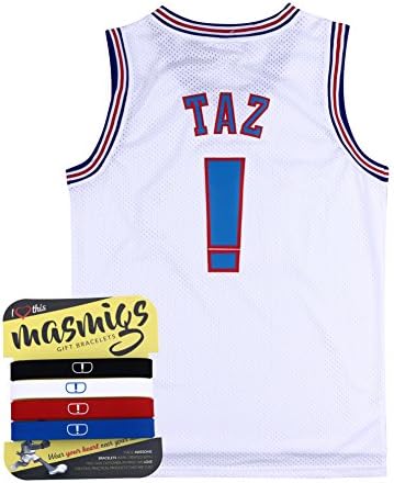 Halloween Taz ! White Space Jam jersey Basketball Jersey Include Free Wristbands (M/48)