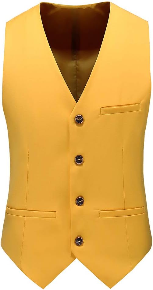 UNINUKOO Mens Suit Vest Slim Fit Formal Dress Casual Waistcoat Four Buttons Tuxedo Suit Vest
