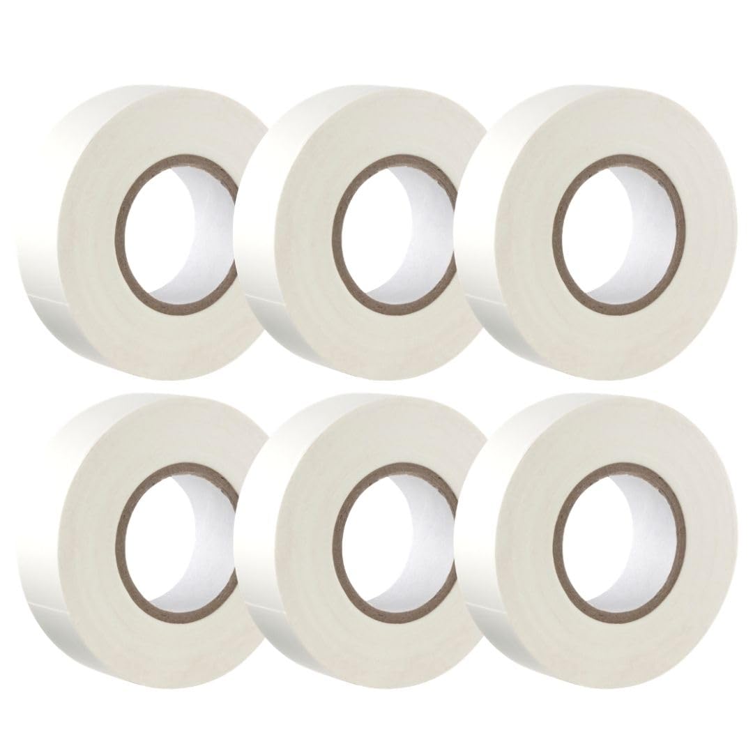 GTSE White Electrical Tape, 19mm x 20m, Strong Self-Adhesive PVC Insulation Tape for Insulating, Repairing and Protecting Electrical Wires, 6 Rolls