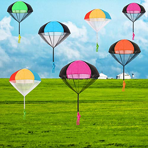 Trounistro 10 Pieces Parachute Toy Tangle Free Throwing Parachute Figures Hand Throw Soldiers Parachute Play Parachute Square Outdoor Children's Flying Toys - Thumbnail 5