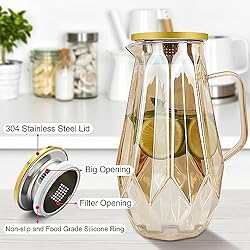 Glass Pitcher,60 oz/1.8 Liter Water Pitcher With