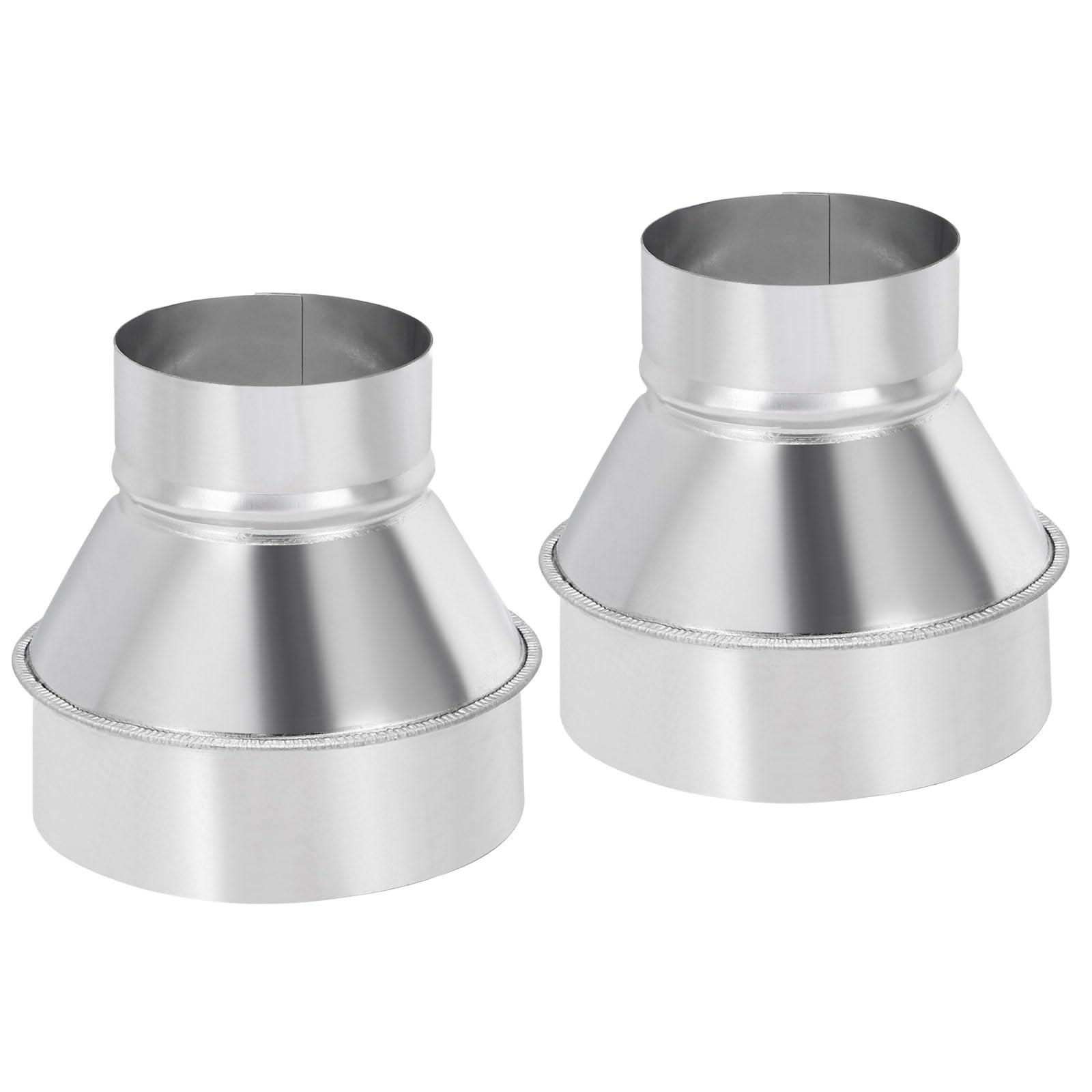 PATIKIL 5 Inch to 3 Inch Round Duct Reducer Increaser Connector, 2 Pcs Galvanized Steel Air Duct Adapter Pipe Fitting for Bathroom Kitchen Inline Ventilation Systems, Silver Tone