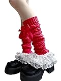 Leoparts Women's Knit Leg Warmers Y2K Bow Lace Trim
