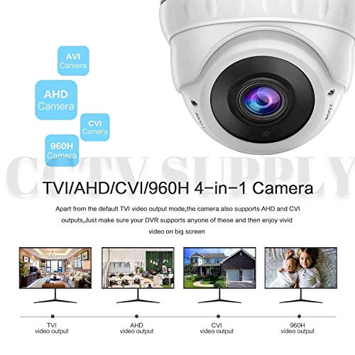 Real HD 1080P Dome Outdoor Security Camera (Quadbrid 4-in1 HD-CVI/TVI/AHD/Analog), 2MP 1920x1080, 100ft Night Vision, Metal Housing, 2.8-12mm Varifocal Wide Viewing Angle, White