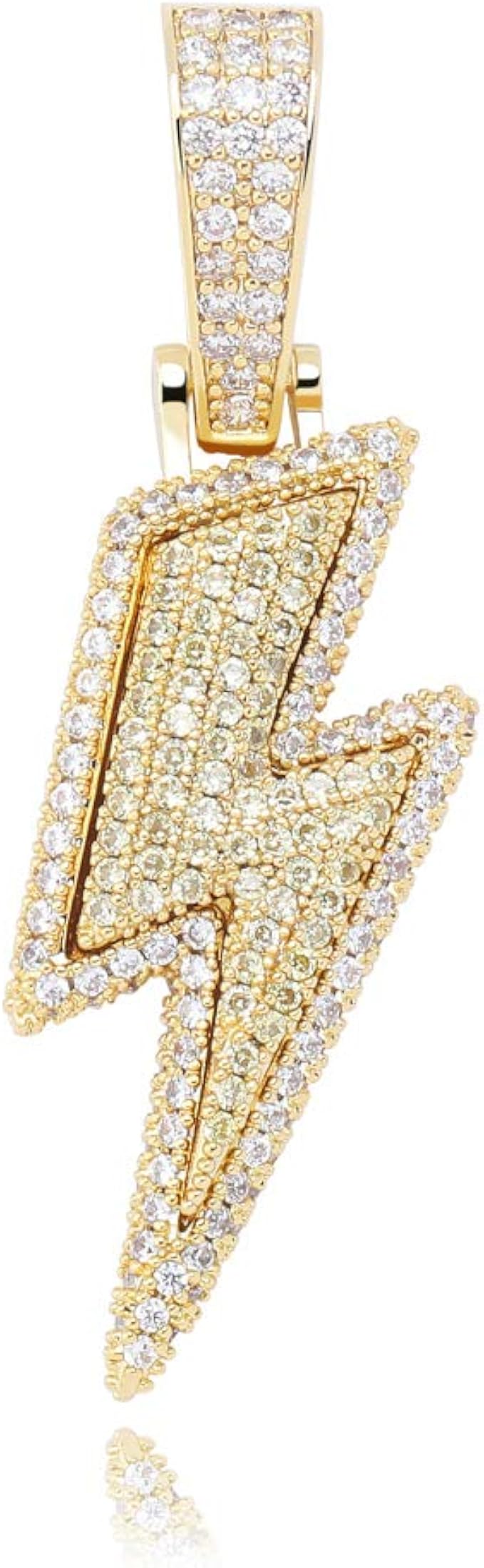 mole Iced Out Bling Lightning Pendant Necklace Full Pave