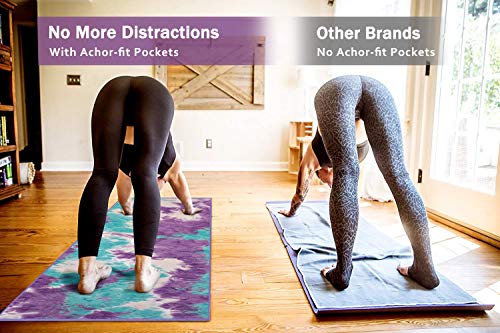 image for Ewedoos Yoga Towel with Anchor Fit Corners, 100% Microfiber Non Slip Y