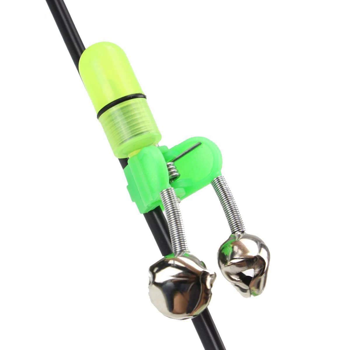 Saim LED Light Clip Sea Night Fishing Rod Tip Twin Bells Ring Bite Lure Indicator Alarm 20 Pcs