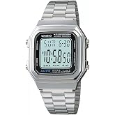 Casio A178W-1A Men's Vintage Silver Tone Band Alarm Chronograph Digital Watch