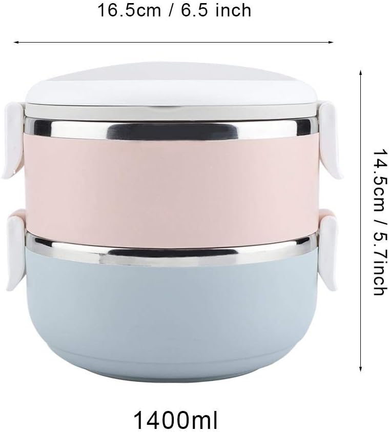 Stainless Steel Thermal Lunch Box Portable Container Box Food Container(2 Layers 1400ml) - Image 3