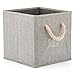 EZOWare Set of 4 Foldable Fabric Storage Bin with Cotton Rope Handle, Collapsible Resistant Basket Box Organizer for Nursery, Closet, and More – (10.5x11x10.5 inch) (Gray/Gray)