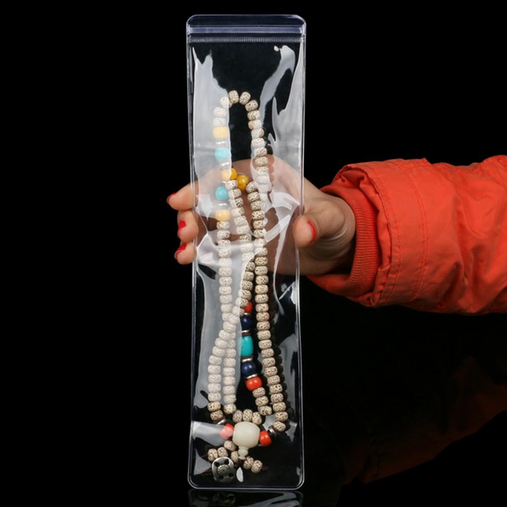 ﻿50 Long Jewelry Bags Clear Necklace Zipper