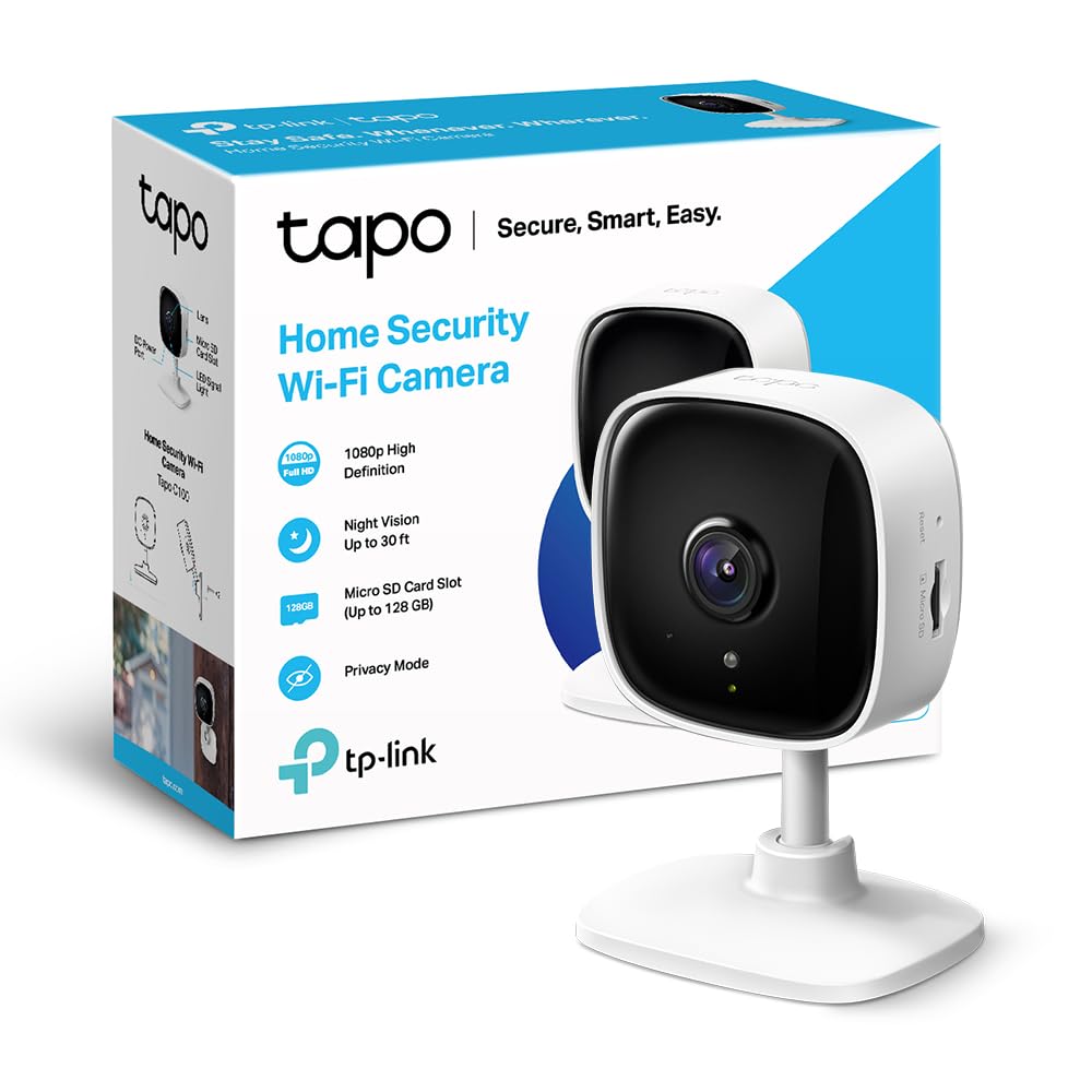 Tapo TP-Link C100 Indoor IP Security Camera 1920 x 1080 pixels Tapo C100, IP Security Camera, Indoor, Wireless, RCC, CE, White, 105°