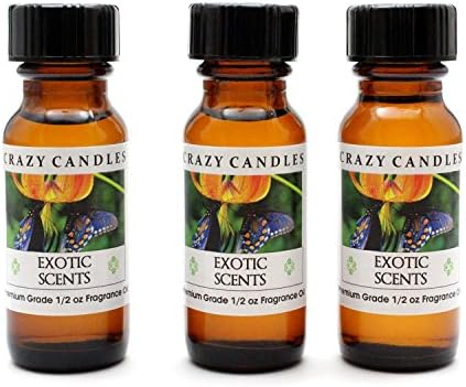 Crazy Candles Exotic Scents F (Mens Aroma, Blend of Bergamot, Lemon, Olive Blossom and Guaiac Wood) 3 Bottles 1/2 Fl Oz Each (15ml) Premium Grade Scented Fragrance Oil