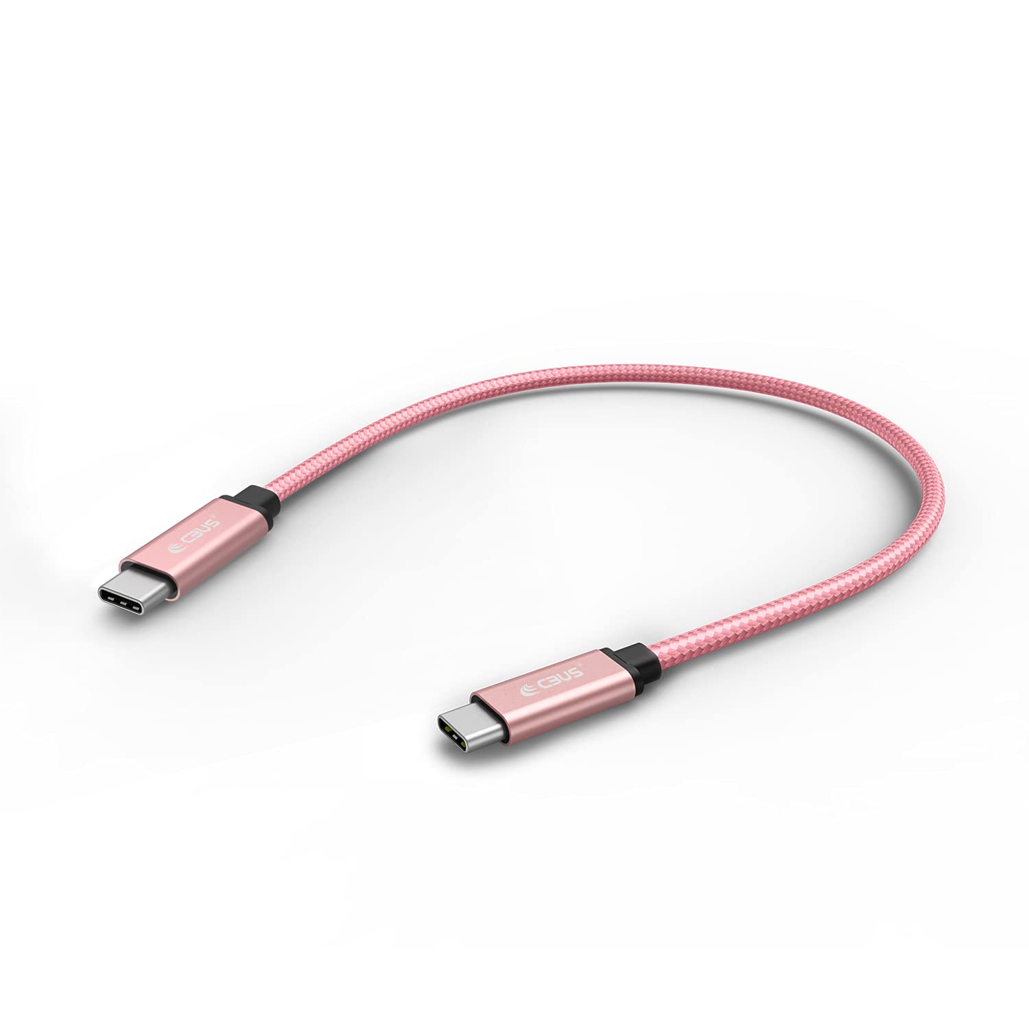 CBUS Braided USB-C to C Fast Charging Heavy-Duty Cable Compatible with iPhone 17/16/15/Pro/Max/Plus, iPad Air, iPad Pro, Galaxy Tab S7/S7 FE/S8/A7/A7+ (25cm, Pink)