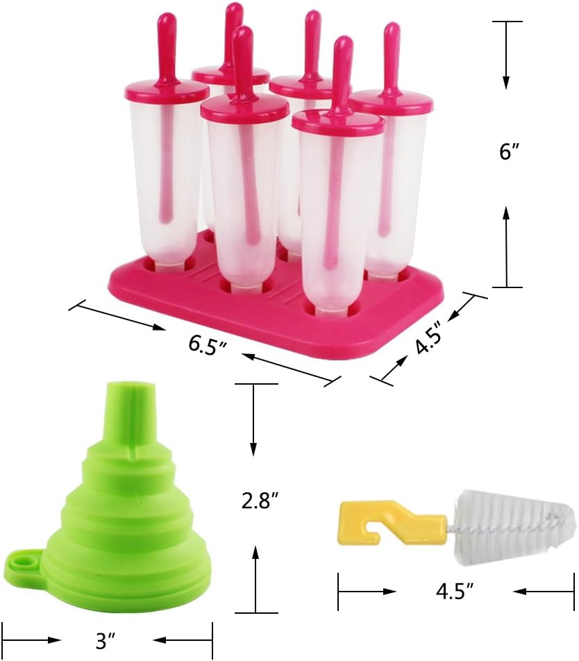 Popsicle Molds 3 Sets Ice Pop Molds Ice Pop Maker with Funnel and Brush, 3 Colors: Kitchen & Dining