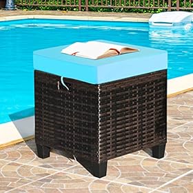Tangkula 2 Pieces Outdoor Patio Ottoman, All Weather Rattan Wicker Ottoman Seat, Patio Rattan Furniture, Outdoor… 51jZHfepBmL