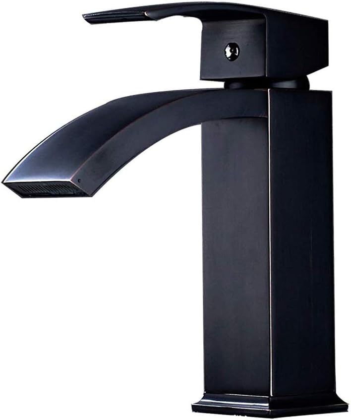 NeierThodore Single Handle Waterfall Deck Mount Bathroom Sink faucet, Lavatory Mixer Tap,Oil Rubbed Bronze