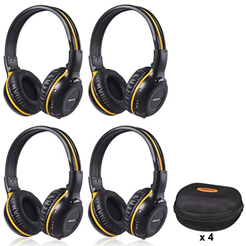 SIMOLIO 4 Pack of Wireless DVD Headphones with Hard EVA Cases,Car Kid