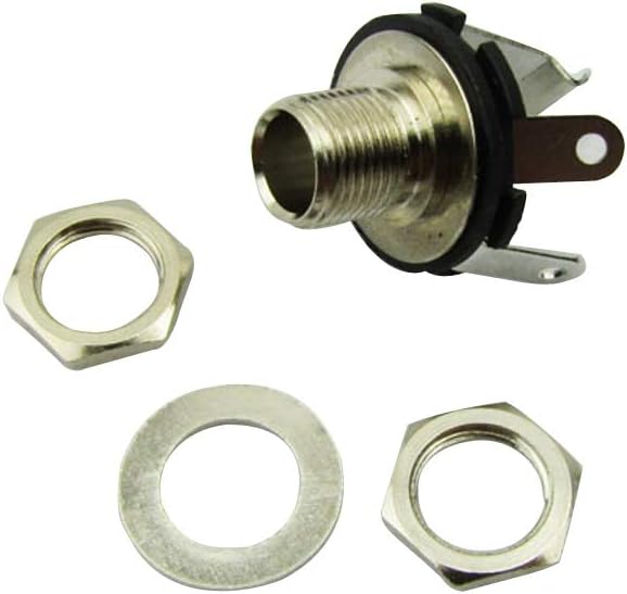 Musiclily 1/4 Inch Female Guitar Mono Input Jack 6,35mm TS Mono Panel Mount Socket with Washer and Nut for Electric Guitar Bass Chrome - Image 3