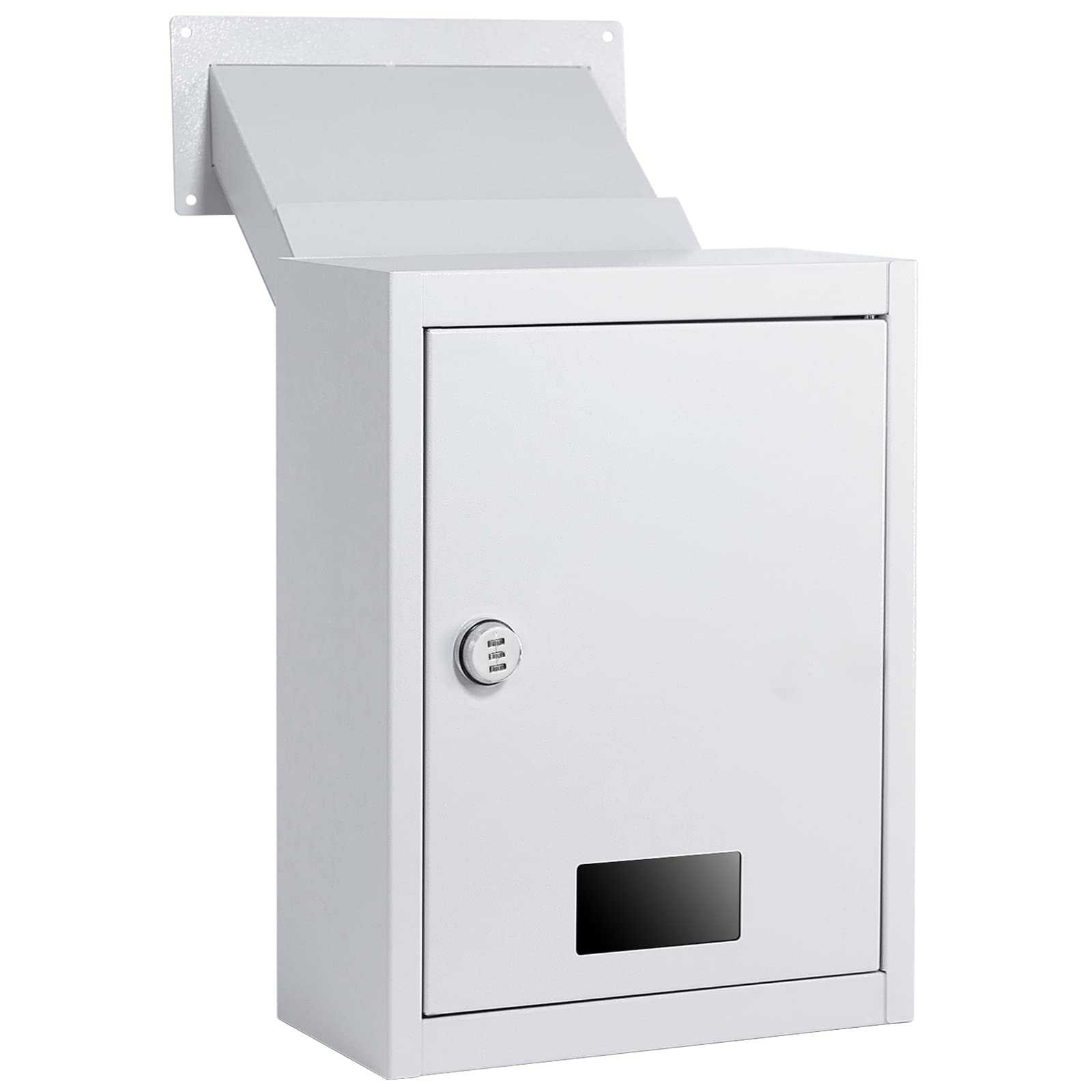 Photo 1 of Toriexon Through The Wall Drop Box with Combination Lock, 16.5" x 12.5" x 6" Adjustable Chute Deposit Safe Mail Box, Rainproof Mail Slots Walls Thickness 2.8” to 7.9” for Home Office Apartment