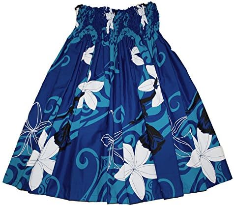 Hawaiian Pa'u Hula Skirt Hawaii Print Flower for Womens (Navy)