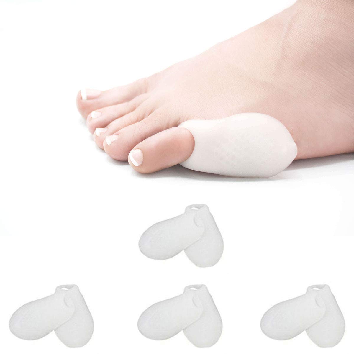 Pedimend Silicone Gel Bunionette Toe Protector (4PAIR) - Tailors Bunion Spacers - Cushion for Pinky Toes - Little Toe Protecting Sleeves - Improve Blood Circulation - Unisex - Foot Care