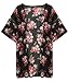 Yonala Women's Cardigan Blouse Bikini Swimwear Beach Kimono Cover Up Blouse Black