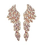 Angel Eagle Wings Rhinestones Studded Dangling Drop Statement Earrings for Women Perfect for Holiday Party - BOX, CARD & ENVELOPE INCLUDED FOR EASY GIFTING (Rose Gold)