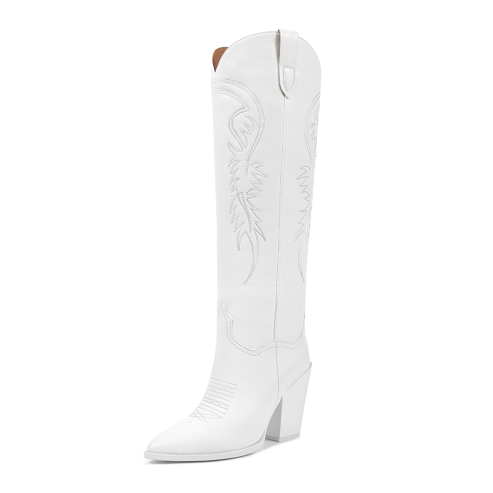 Photo 1 of ***NOT NEW****ISNOM White Cowgirl Boots for Womens White Cowboy Boots Knee High Western High Heel Wide Calf Cowboy Boot Womens Cowboy Tall Boot