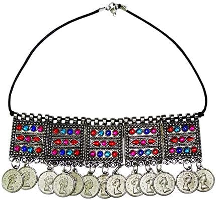 Ghoomar Afghani Bohemian Tribal Coins Choker Necklace for Women Oxidized Jewelry