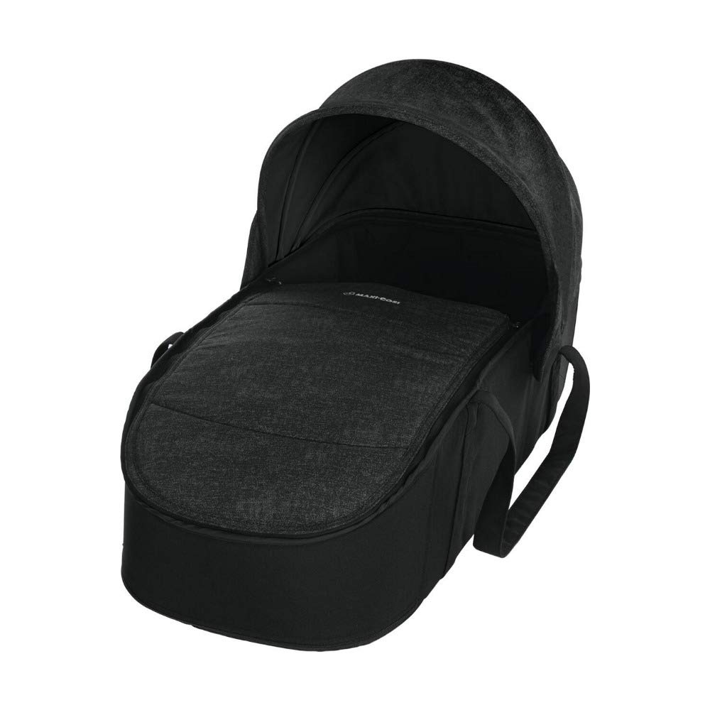 Maxi-Cosi Laika bequem gepolsterte und geräumige Softtragetasche, Kinderwagenaufsatz ab Geburt verwendbar, nomad black