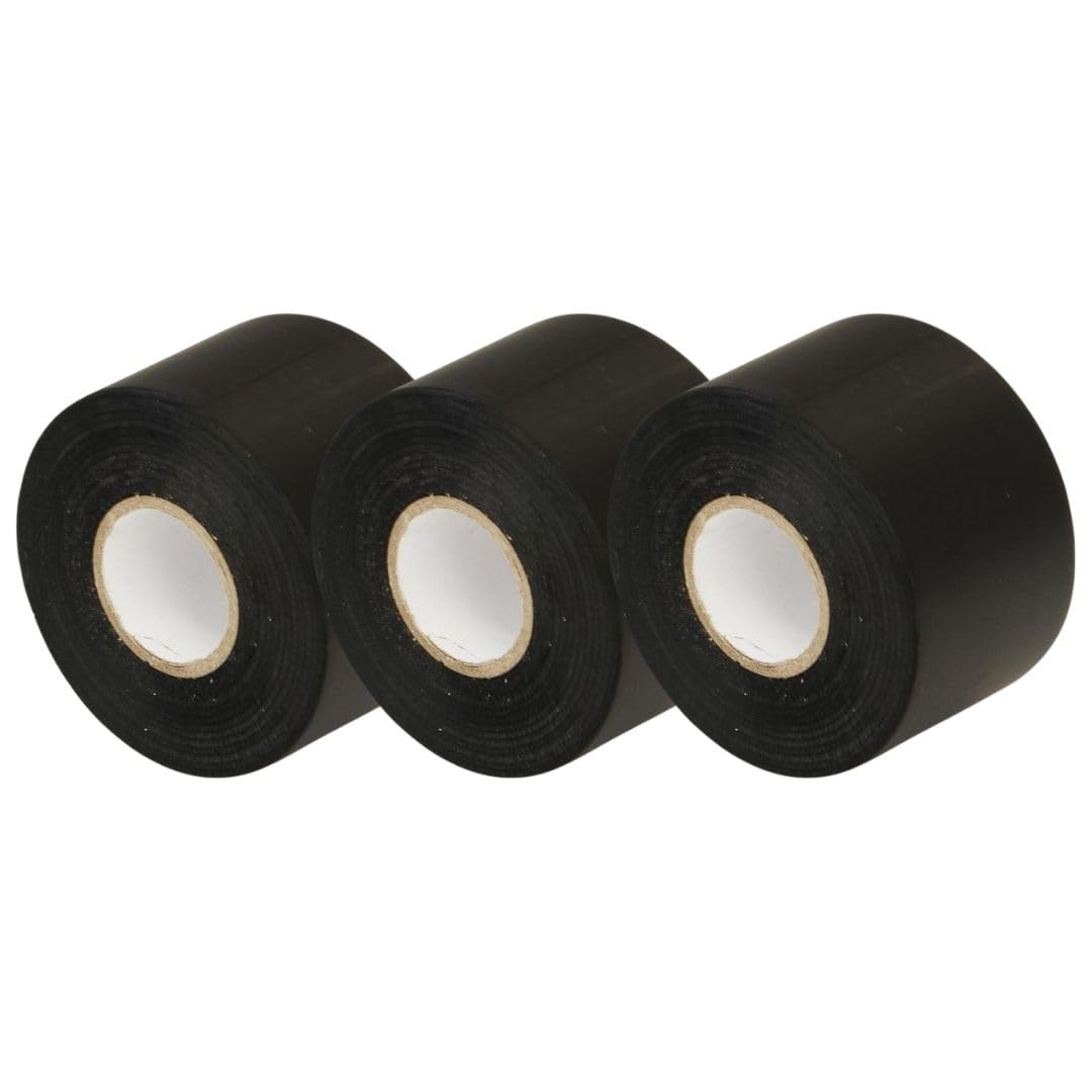 Gocableties Black Wide Electrical Tape, 50mm x 33m, 2" Strong Self-Adhesive PVC Insulation Tape for Insulating, Repairing and Protecting Electrical Wires, 3 Rolls