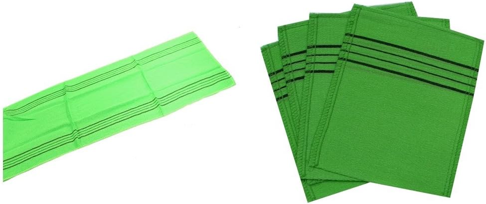Top Quality Exfoliating Scrub Bath Mitten Combo 4PK & Long Towel (Pack of 5) Made in Korea