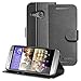HTC One Remix / One mini 2 Stand Case, GreatShield SHIFT LX Leather Wallet Case Flip Cover with Kickstand & Card Slots for HTC One Remix / One mini 2 (2014) - Black