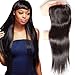 Unice Hair Malaysian Straight Virgin Human Hair Free Part 4X4 Lace Closure Natural Color (16inch, Free part)