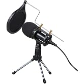 MOPFOL 3.5mm Condenser Microphone with Stand &ndash; Cardioid Studio Recording Mic for PC Phone Karaoke, Noise Reduction Plug &amp; Play