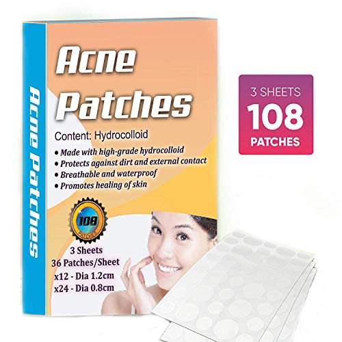 ENJI Hydrocolloid Acne Pimple Zit Patch Jumbo pack 108 Patches Scar Free Blemish Spot Cover Treatment Solution Quick Healing Anti Acne Patches, Acne Absorbing Spot Dot fall Skin Types Absorbing Cover