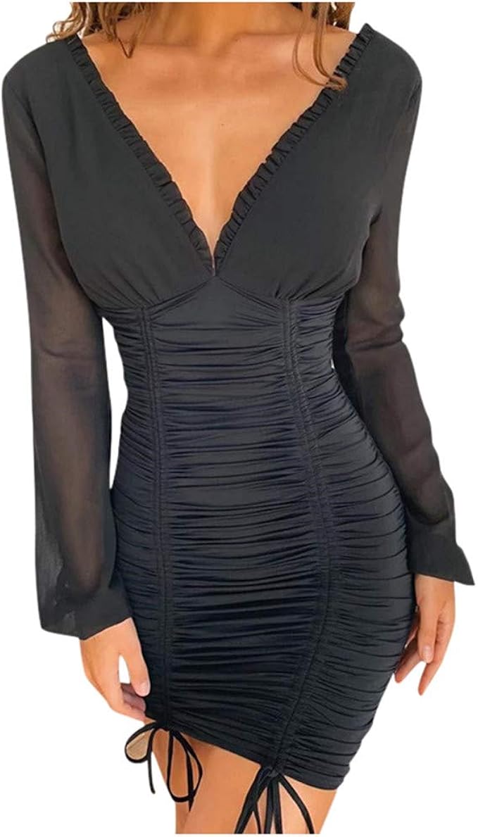 JXQ-N Damen Elegant Plissee Design Bodycon Kleid Rückenfrei JXQ-N Damen Elegant Plissee Design Bodycon Kleid Rückenfrei