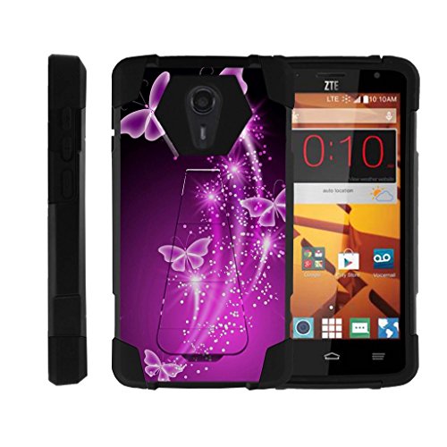 MINITURTLE Phone Case Compatible with ZTE Quest and Zte ultra [SHOCK FUSION Series] Kickstand Feature - Butterflies