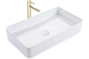 Aquaterior 23" x 13" Rectangle Ceramic Vessel Sink and Bathroom Single Handle 8 inch Tall Faucet Combo Kit