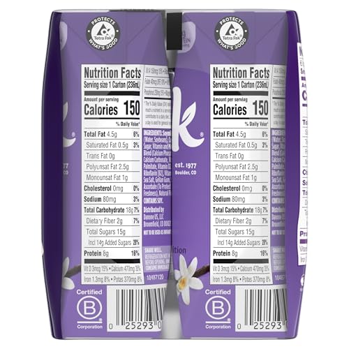 SILK SHELF-STABLE SOY MILK SINGLES, VERY VANILLA, DAIRY-FREE, VEGAN, NON-GMO PROJECT VERIFIED, 8 OZ., 6 PACK