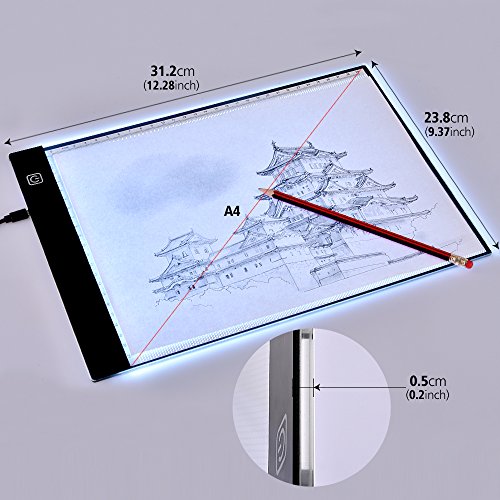 Light Box for Diamond Painting - A4 Ultra-Thin Portable LED Light Box Tracer, Stepless Dimming USB Power Light Pad for Diamond Painting, Drawing, Sketching, Animation, Calligraphy - Thumbnail 6