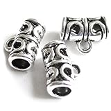 Heather's cf 85 Pieces Silver Tone Drum Bail Hollow Pattern Tube-Spacer Connector Findings Jewelry Making
