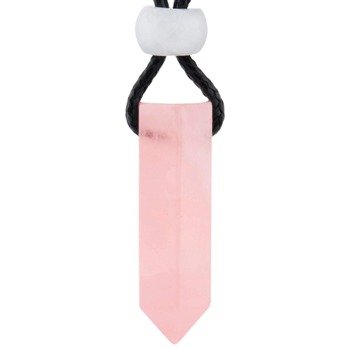 KYEYGWO Rose Quartz Healing Crystal Point Pendant Necklace for Men Women with Adjustable Chain