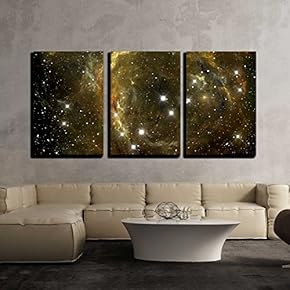 3 Piece Canvas Wall Art - Colorful Space Star Nebula - Modern Home Art Stretched and Framed Ready to Hang - 16"x24"x3 Panels