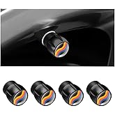 Sandfren Car Tire Valve Stem Caps, 4PCS Wave Aluminum Alloy Leakproof Vehicle Tyre Valve Stem Cover with Rubber Ring, Dustproof Automotive Wheel Air Caps, Universal for Trucks SUVs Sedans (Black)
