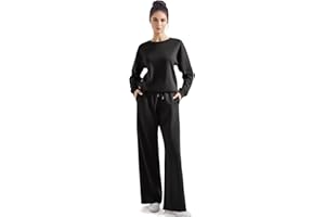 SUUKSESS Women Modal Fall 2 piece outfits Oversized Sweatshirt Wide Leg Pants