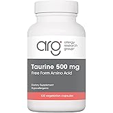 Nutricology Taurine 500mg Supplement - Cardiovascular Support, Free Form Amino Acid, Pure, Organic, Vegetarian Capsules - 100 Count