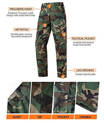 Mens Tactical Jackets and Pants Set Military Uniform Combat Camouflage Suit for Paintball Hunting